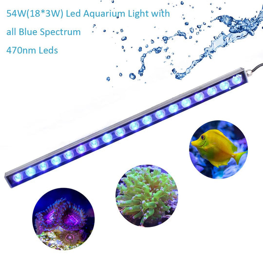 54W/81W/108W Led Aquarium Light with Only 470Nm Blue Spectrum Strip Light Beautiful Your Coral Reef Fish Tank Lamp