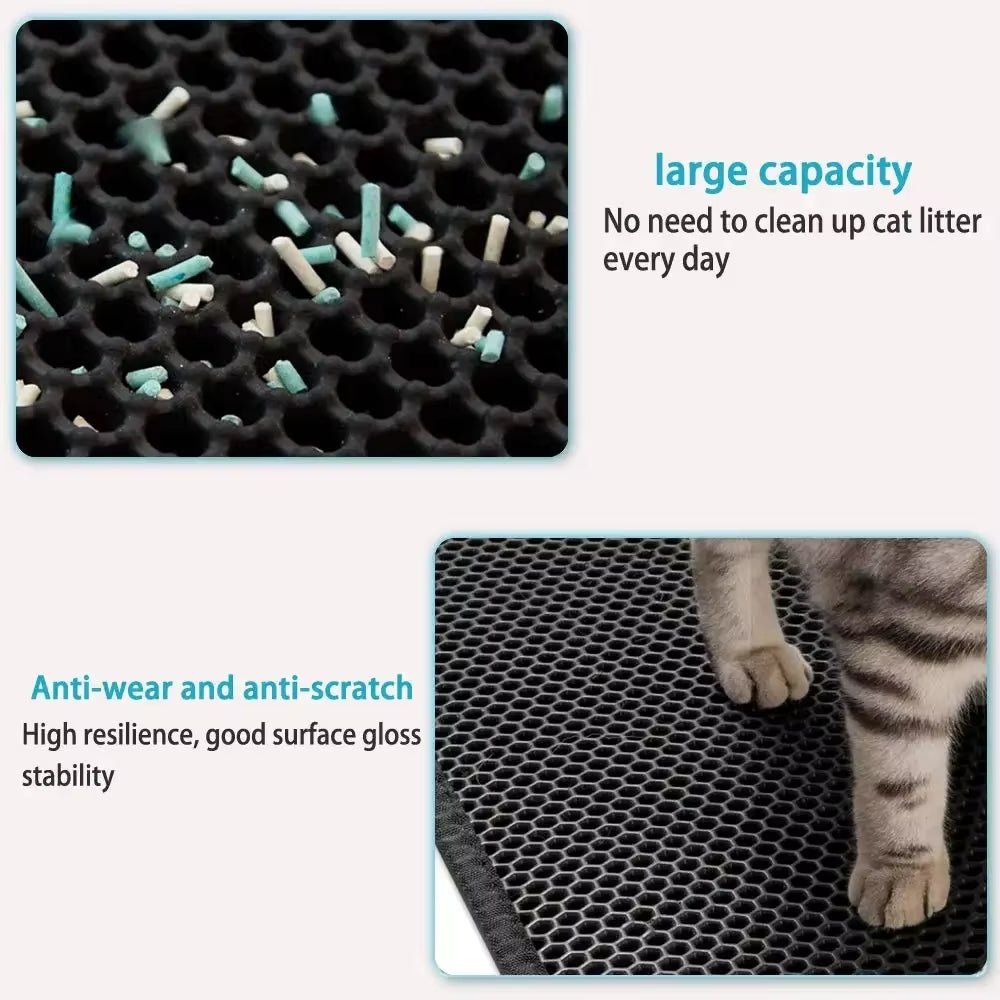 Cats Litter Mat Double Layer EVA Cat Litter Pad Large Hole Anti - Slip Sand Bowl Filter Mat Sandbox Mat for Cat Cats Accessories - My CTC Pet Store