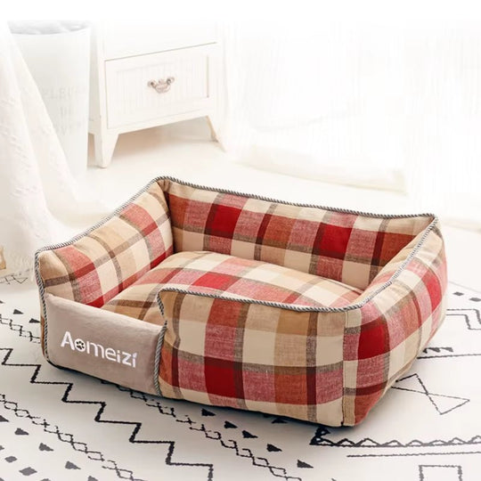 Dog Beds Warm Sleeping Cotton Puppy Bed Washable Detachable Oxford Cloth Kennel Cat Nest Bottom Waterproof Small Cat&Dog Nest