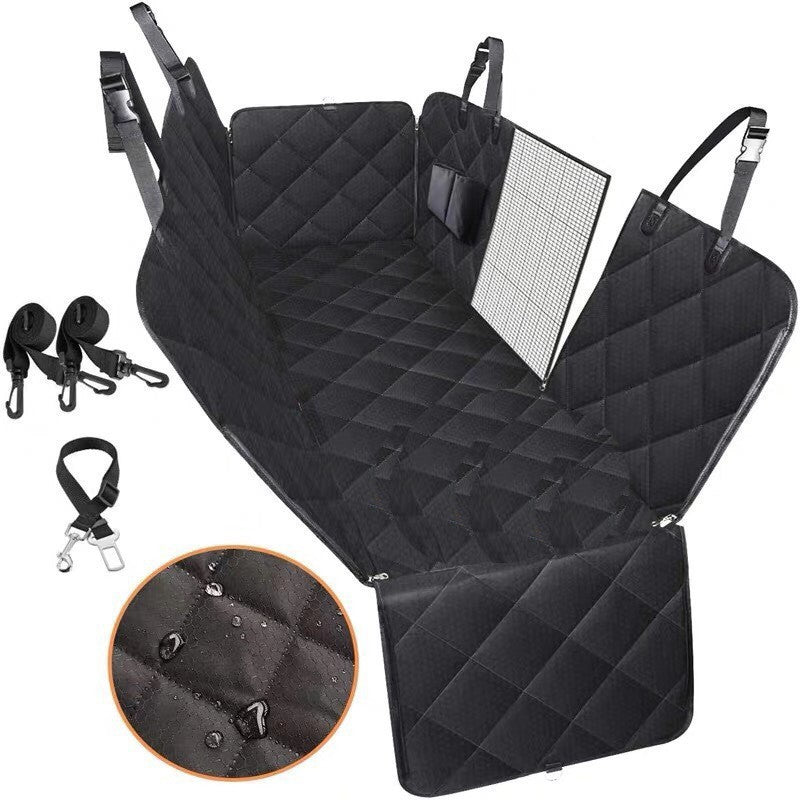 Dog Car Seat Cover View Mesh Pet Carrier Hammock Safety Protector Car Rear Back Seat Mat with Zipper and Pocket for Travel