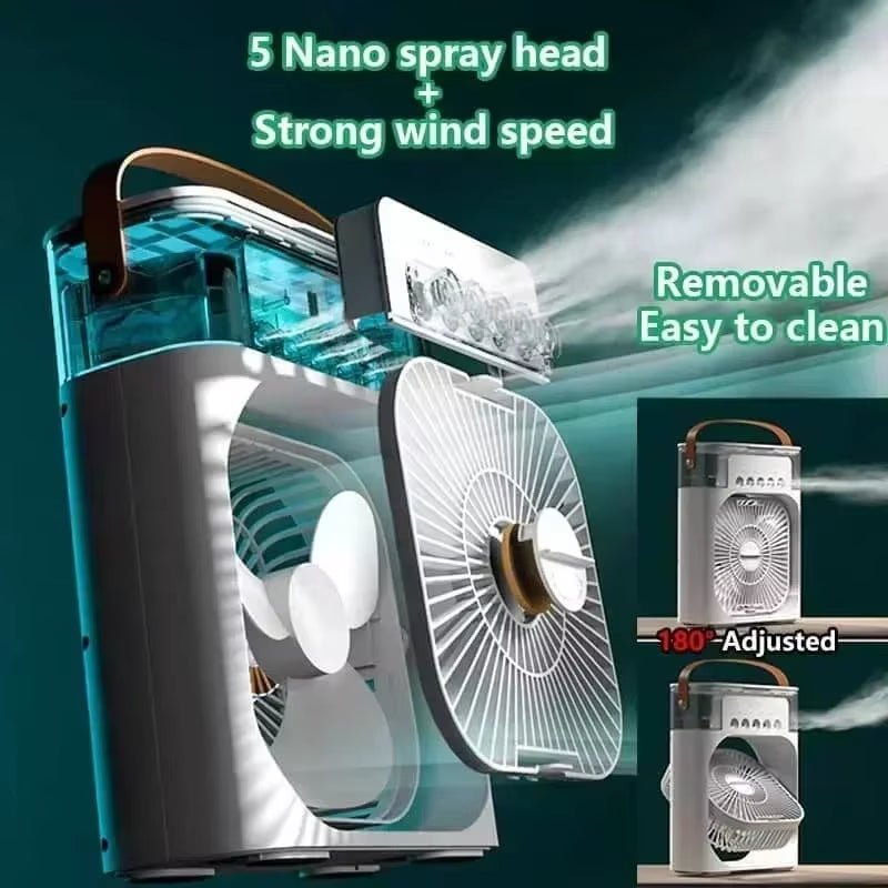 3-in-1 Portable Fan Air Conditioner & Humidifier with LED Night Light