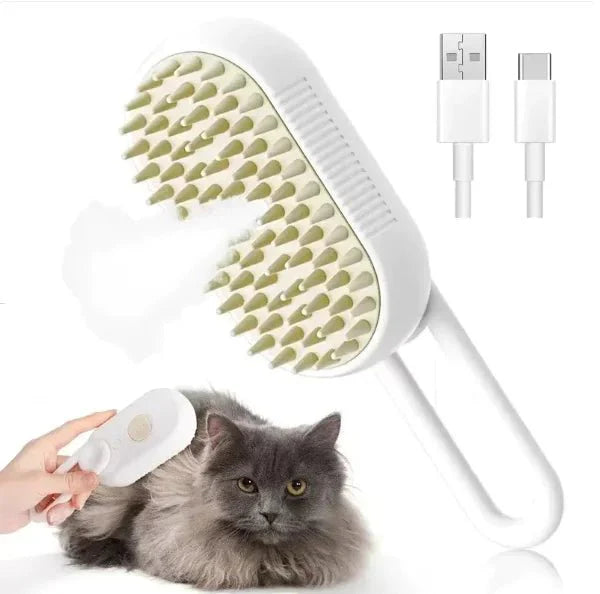 Pet Brush For Pet grooming routine with a 3-in-1 STEAM PET BRUSH