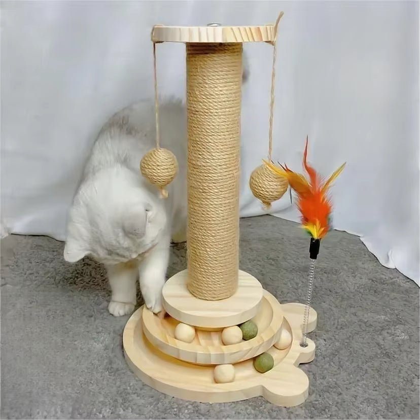 Pet Cat Toy Cat Scratcher Cat Turntable Funny Cat Stick Balls Durable Sisal Scratching Board Cat Supplies Cat Grab Column - My CTC Pet Store