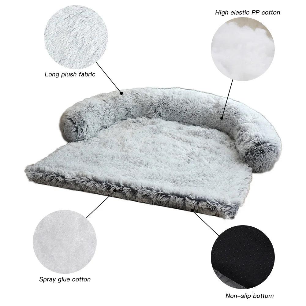 Removable Plush Pet Large Dog Bed Sofa House Mat Kennel Winter Warm Cat Pad Washable Calming Cushion Blanket Cover Nest Car New - My CTC Pet Store