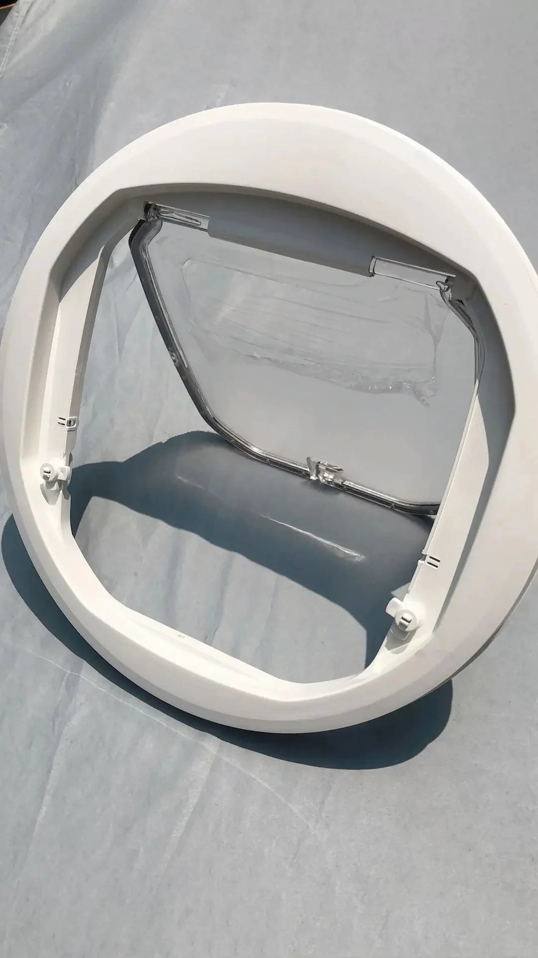 Round Cat Pet Door - Durable & Stylish, Small & Large Sizes, Transparent/White - New Release!